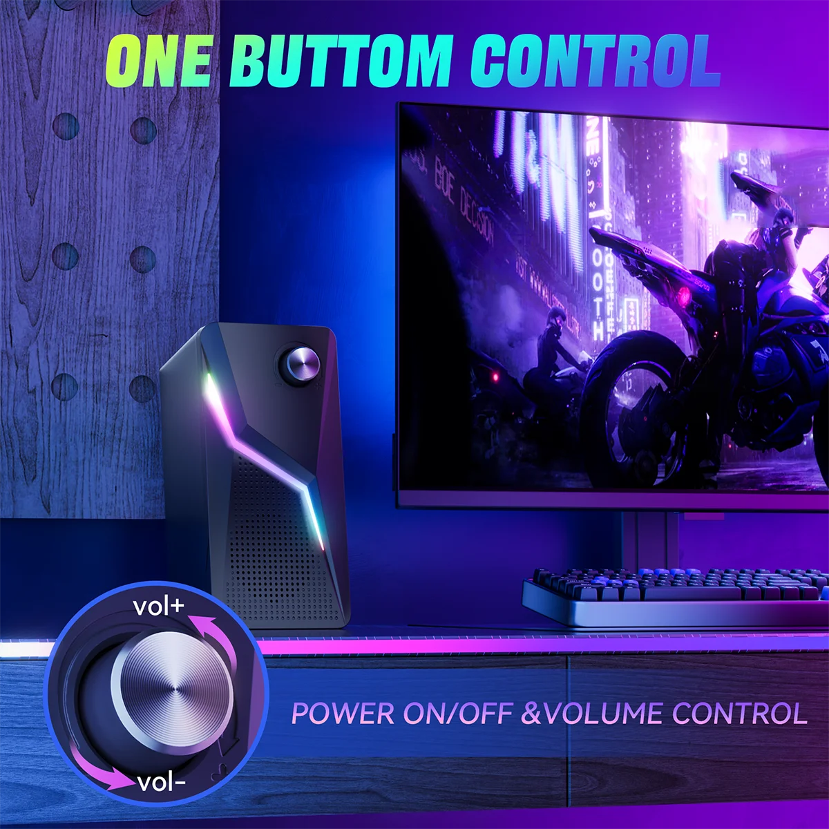 2.0 PC Speaker With RGB Light Subwoofer Stereo Wired USB Sound Box Portable For Gaming Gamer/Computer/TV/Laptop Loundspeaker