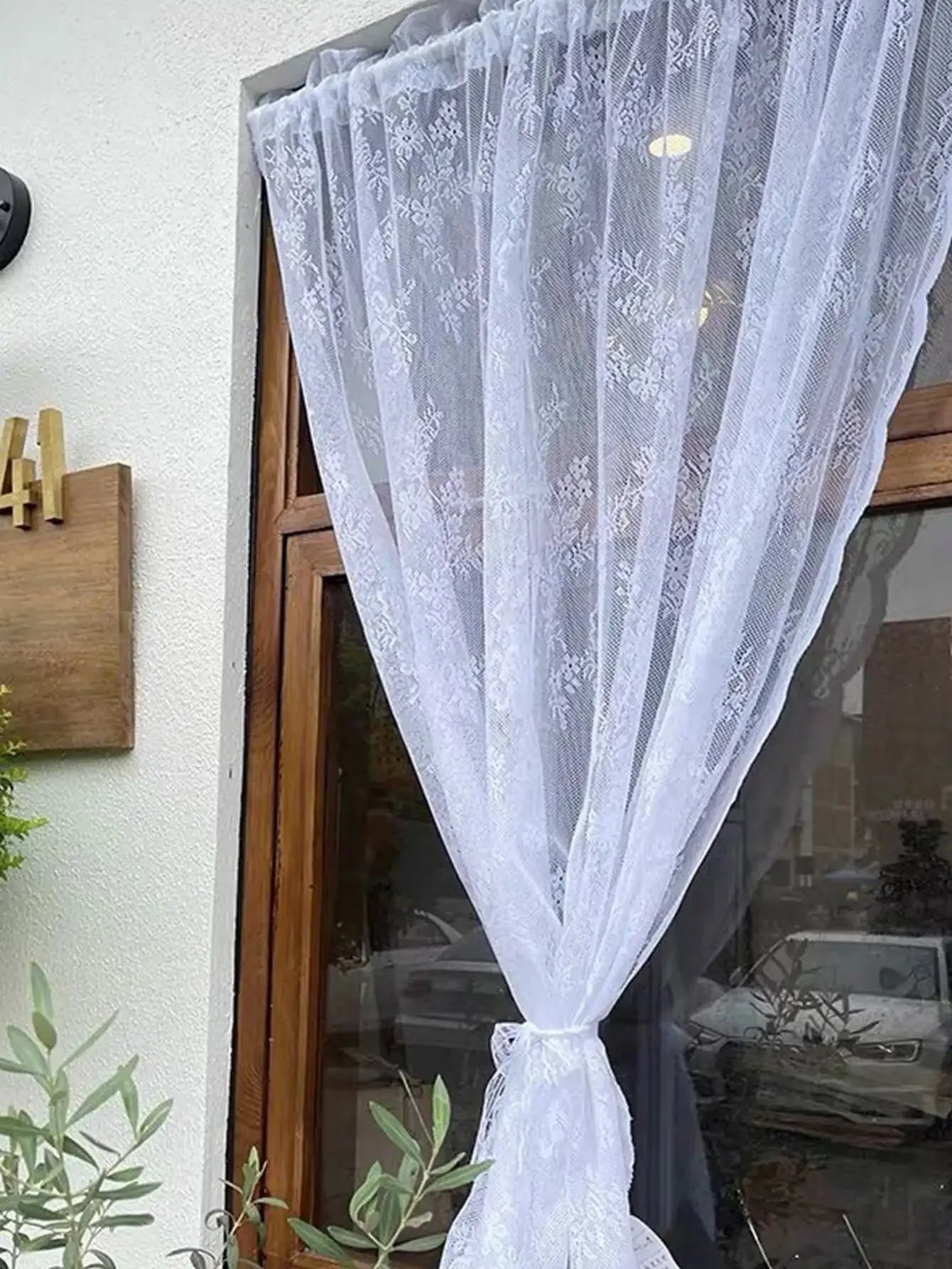 Floral Lace Sheer Curtains for Living Room Tulle Rod Pocket Guaze Window Bedroom Curtain Panel 1PC