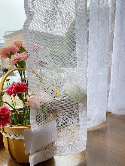 Floral Lace Sheer Curtains for Living Room Tulle Rod Pocket Guaze Window Bedroom Curtain Panel 1PC